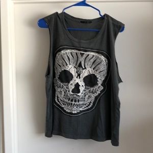 Lace Embellished Skull Tank